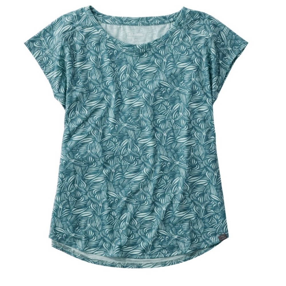 L.L. Bean Blue Patterned Short Sleeve Tee